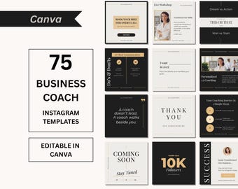 Black Elegant Coach Instagram Templates: Editable Canva Posts (Digital Download)