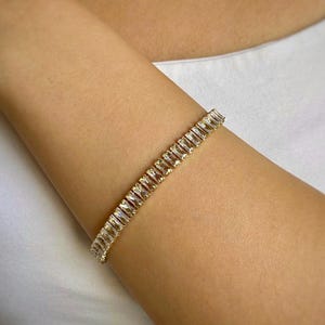 14K Gold Vermeil Tennis Bracelet: Sterling Silver Zircon Gemstone
