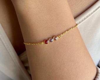 Personalisiertes Geburtsstein Armband - Edelstahl in Silber, Gold - Geschenk für Mama, Freundin, Geburt