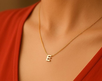 Personalized Initial Necklace, Customized Letter Necklace, Gold Color Sterling Silver Initial, Handmade Jewelry, Personalized Gift