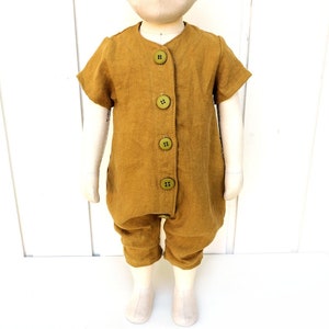Eden coverall sewing pattern for double gauze, linen or knit fabric, sizes 0-3m to 5-6t, pdf tutorial download pattern 147