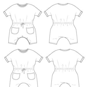 Lounge romper pdf sewing pattern // instant delivery // preemie-6T // #91