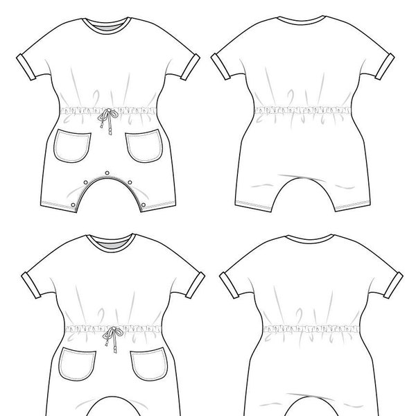 Lounge romper pdf sewing pattern // instant delivery // preemie-6T // #91