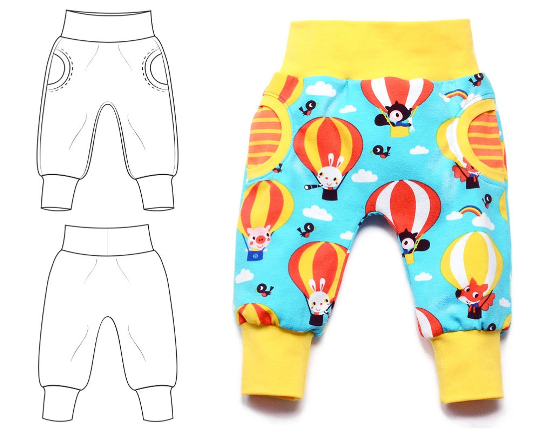 Sewing Pattern for Baby Pants With Cuffs and Faux Pockets // Etsy