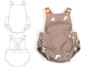 Summer romper sewing pattern // instant download // photo tutorial // sizes preemie to 3T // #87