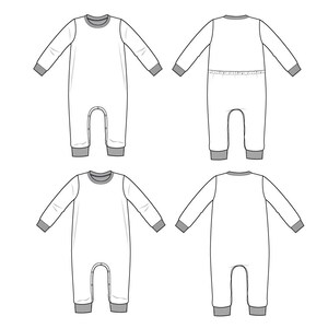 Essential Coverall Sewing Pattern for Babies Footie and Cuff Style