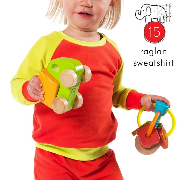 Raglan sweatshirt pdf sewing pattern // photo tutorial // instant download // 0M to 6T // #15