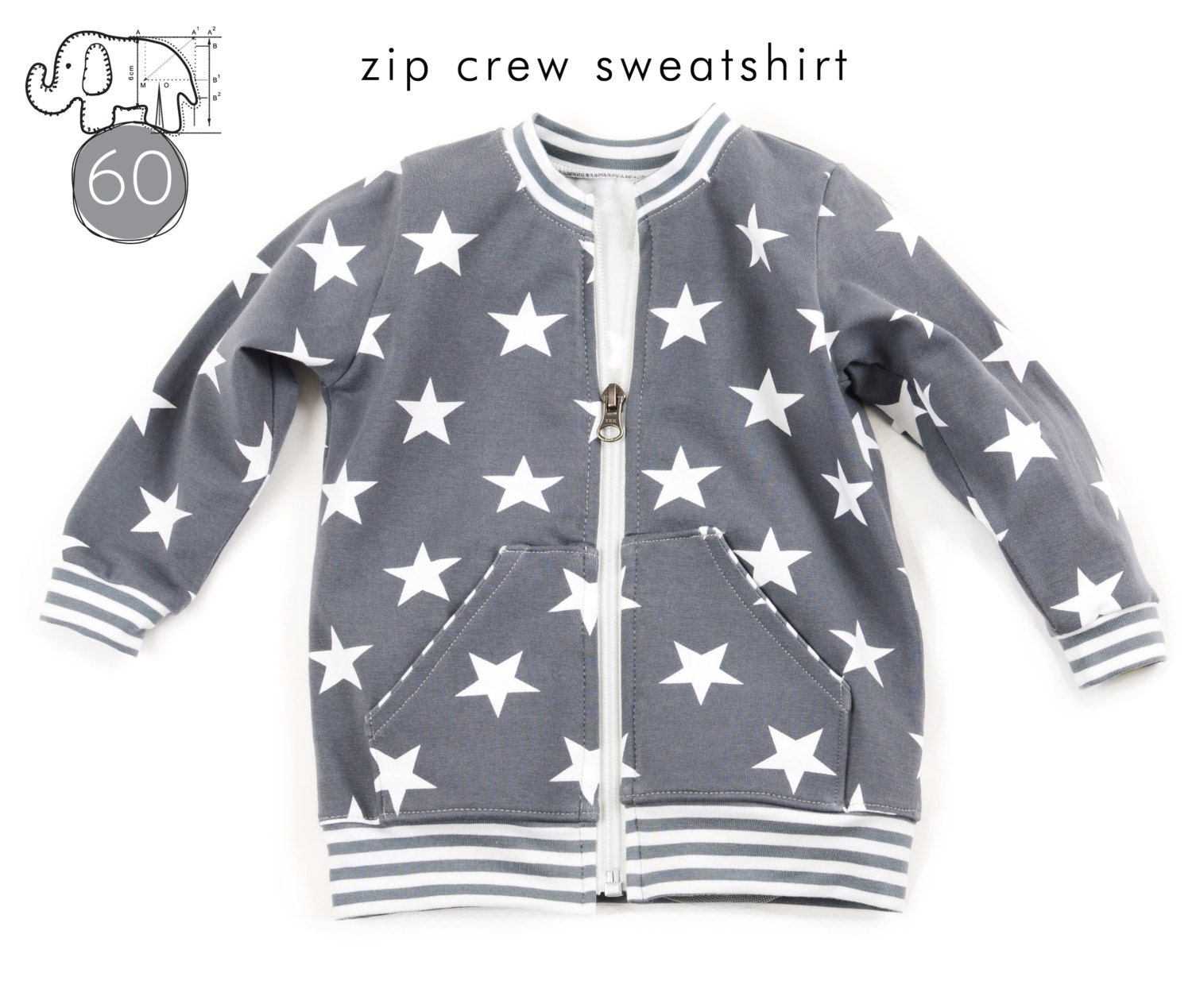 Zipper crew neck sweatshirt pattern // instant download // photo tuto…