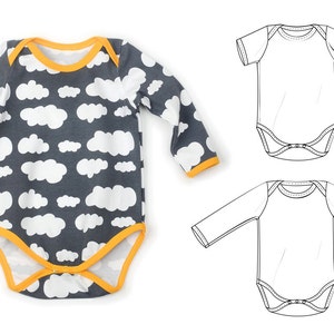 Bodysuit sewing pattern pdf // long and short sleeve // sizes Preemie to 3T // photo tutorial // #9