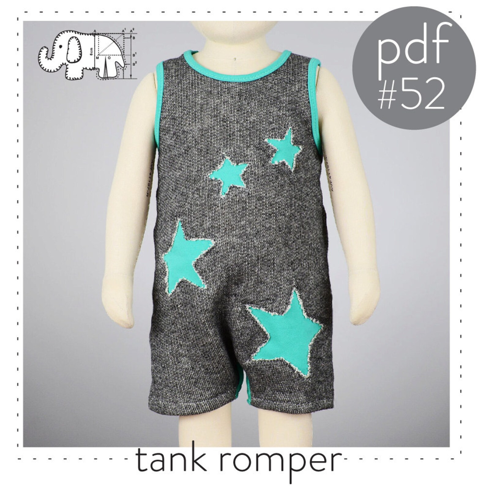 Baby Tank Top Romper Pattern // Optional Star Cutouts // Pdf Etsy