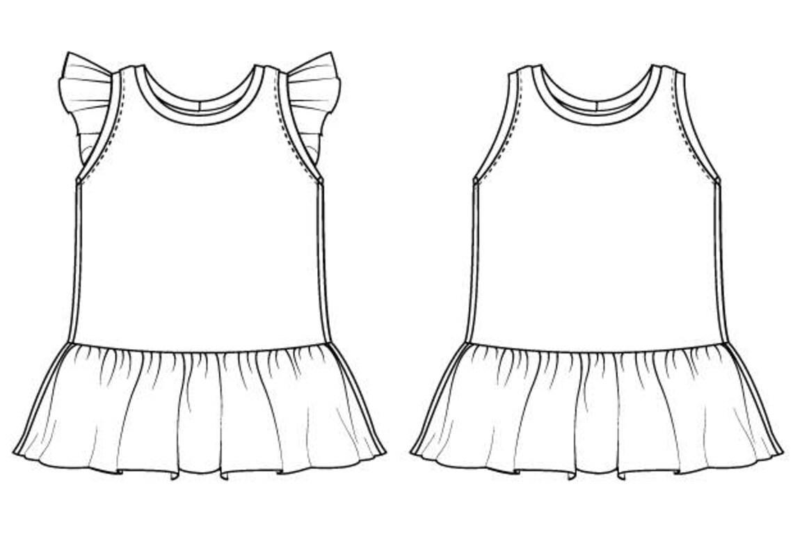 Flutter Sleeve Dress Pattern // Girls Dress Sewing Patttern // - Etsy