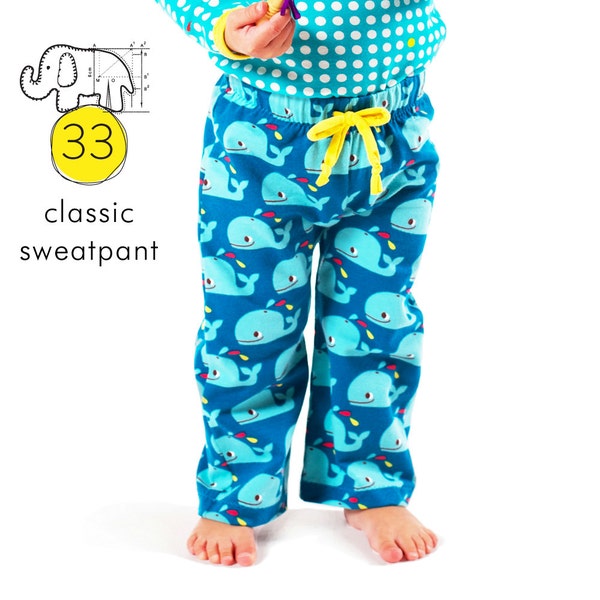 Kids classic sweatpants sewing pattern // elastic waist //  photo tutorial // instant pdf download // sizes 0-6T // #33