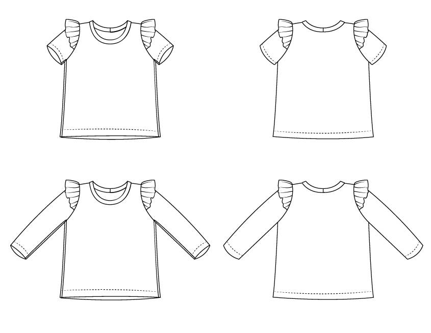 Girls Flutter Sleeve Tee // Pdf Pattern Download // Long | Etsy