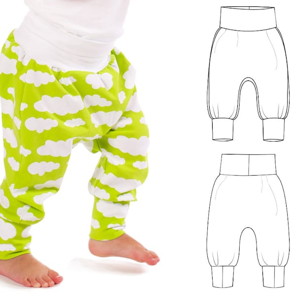 Harem pants pattern // cuff waist // photo tutorial // sizes 0-6T // #48