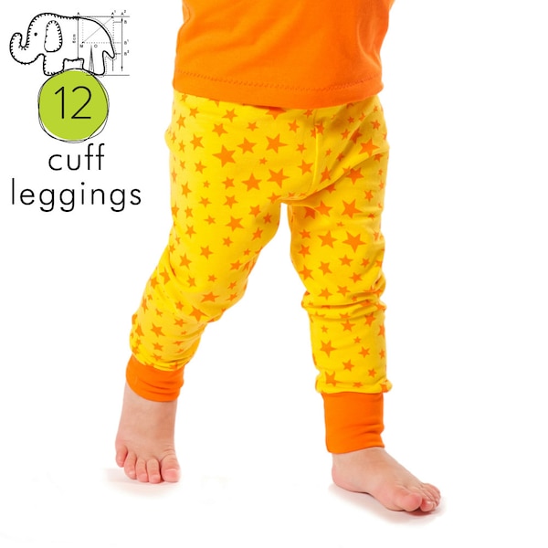 Baby leggings pdf pattern with cuffs // photo tutorial // sizes Preemie-6T // #12
