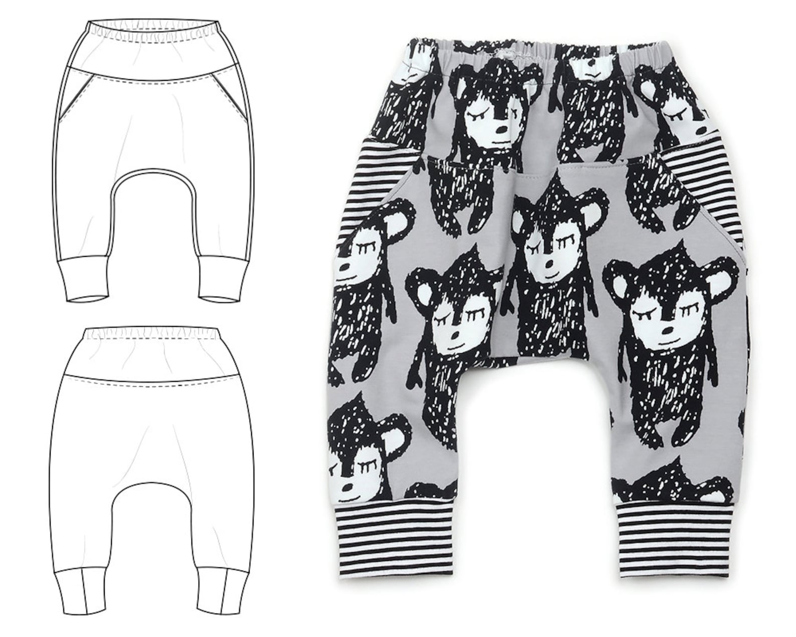 Baggy Pocket Pants Sewing Pattern for Baby and Toddler // Etsy