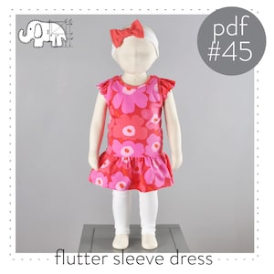 Flutter sleeve dress pattern // Girls dress sewing patttern // photo tutorial digital download // 0M-6T // #45