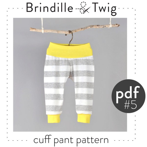 Kids cuff pants sewing pattern pdf // cuff ankles and waist // photo tutorial // sizes Preemie to 6T // #5