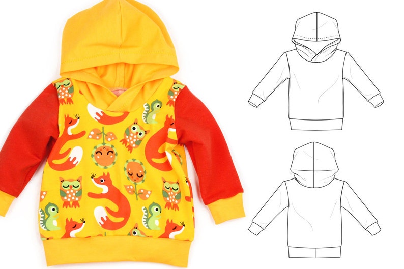 Hoodie sewing pattern pdf // sizes 0 to 6T // photo tutorial | Etsy