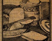 Digital Collage Sheet Download Sheet Burlap Fabric Transfer Fresh Baked BREAD Loaf Slicing BUTTER Iron On Pillows Totes Tea Towels No. 3116