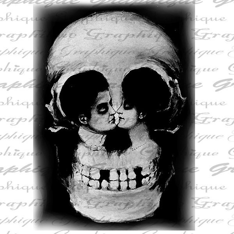Burlap Digital Download Halloween Optical Illusion Skull or - Etsy