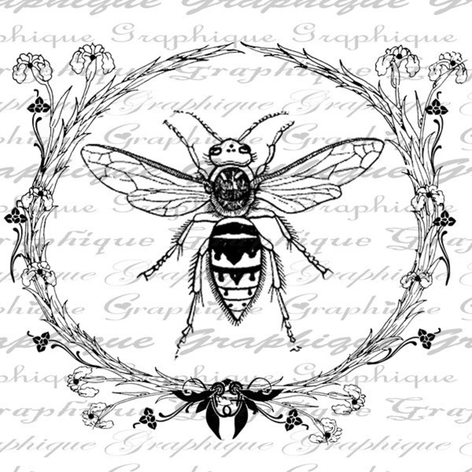 Large Queen Bee Digital Image Download Sheet Transfer to - Etsy