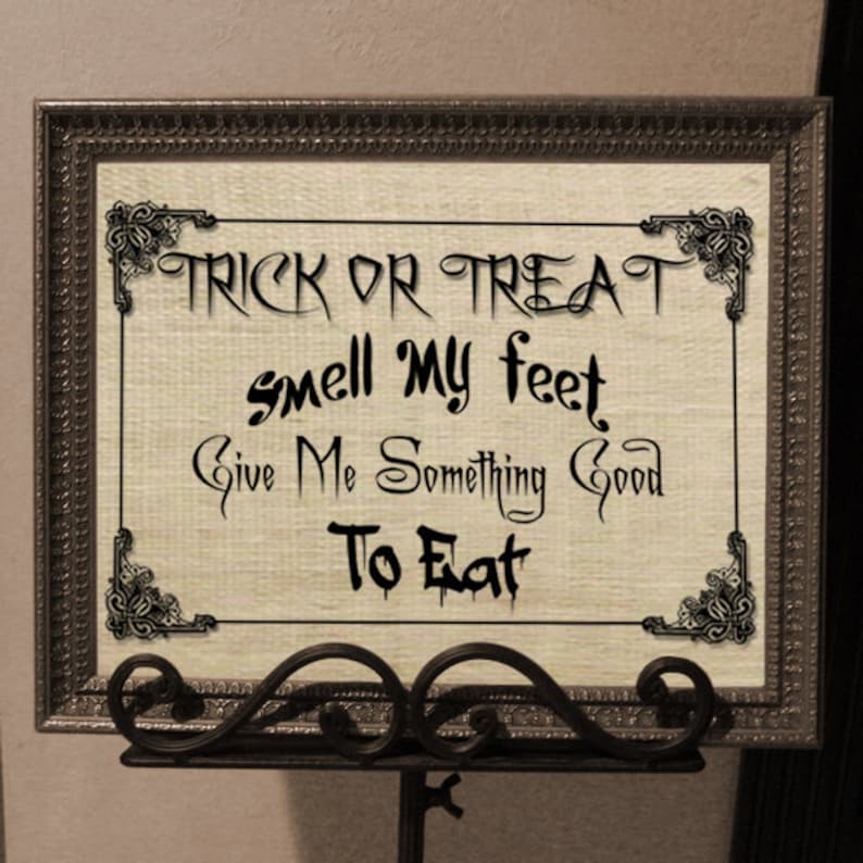 HALLOWEEN Trick Or Treat Smell My Feet Quote Burlap Digital | Etsy