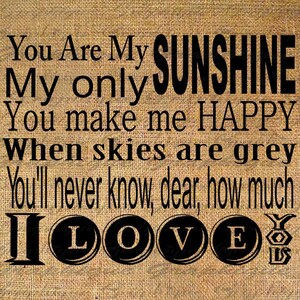 You Are My Sunshine Lyrics Quote Text Typography Words Digital Etsy