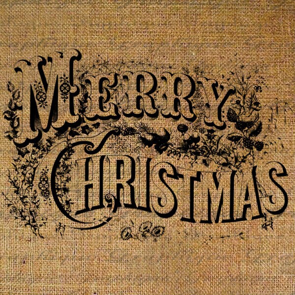 MERRY CHRISTMAS Text Digital Collage Sheet Download Burlap - Etsy