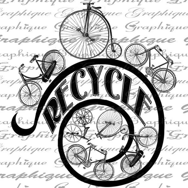 RECYCLE Text Bicycle Biketricycle Typography Words Digital - Il 794xN.212620339