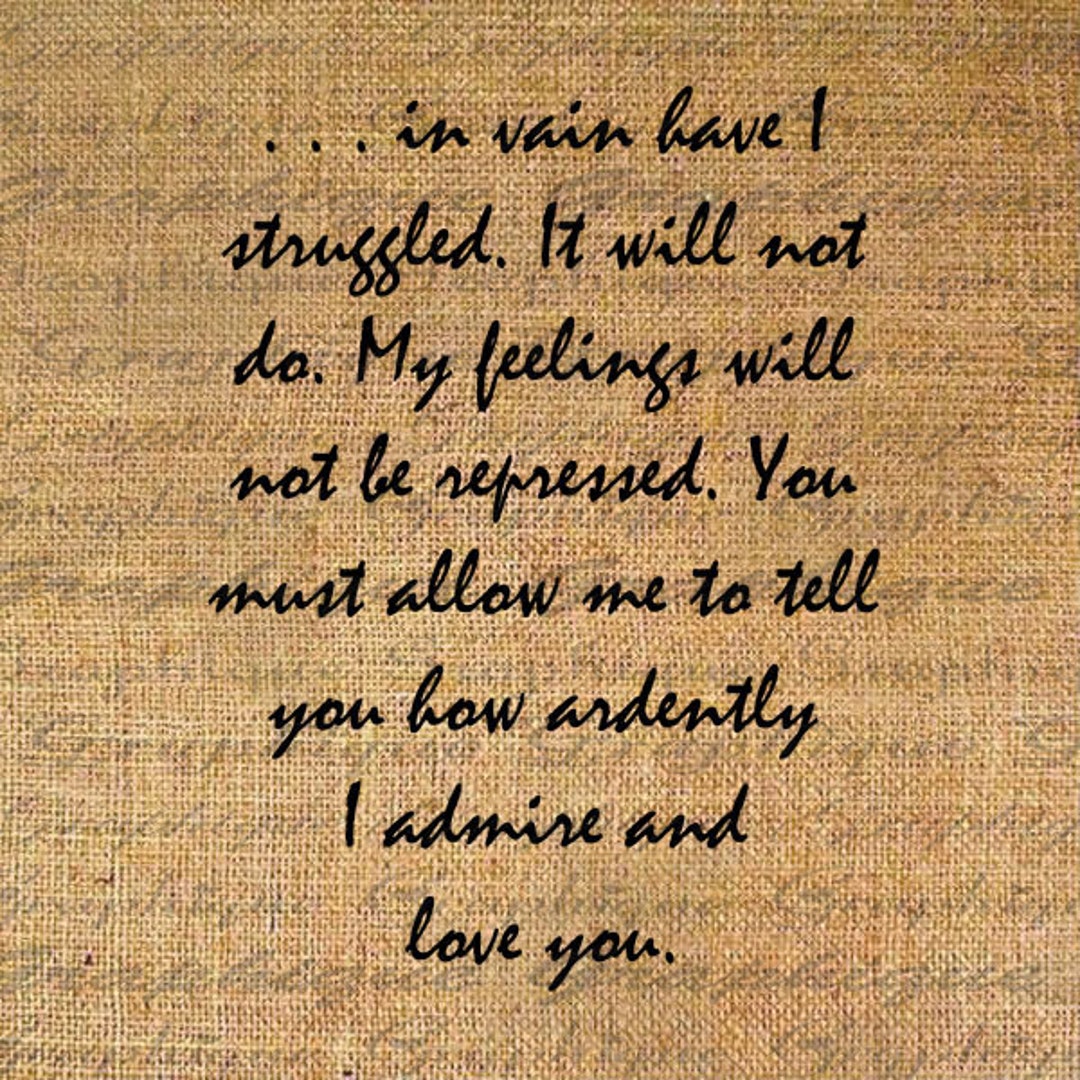 Mr. Darcys PROPOSAL Quote Jane Austen Digital Collage Sheet Etsy