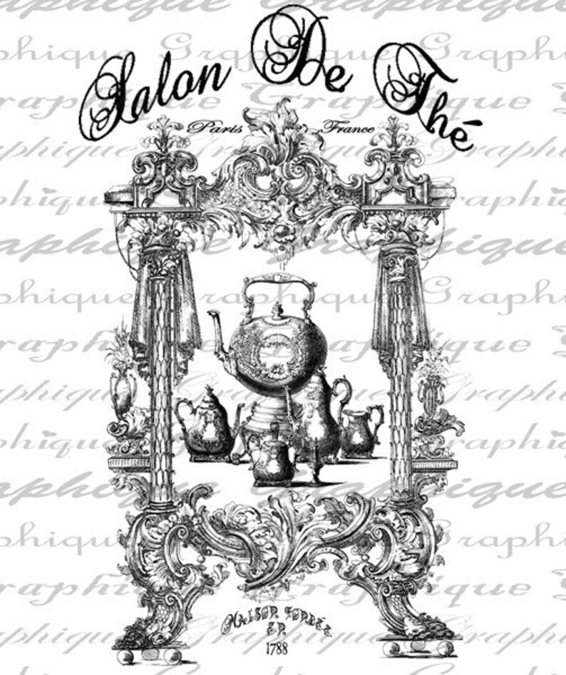 Paris French Tea Shop Tea Pot Salon De the Digital Image Etsy
