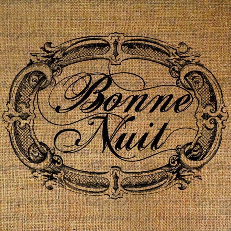 French Word Good Night Bonne Nuit Text Script Ornate Frame | Etsy