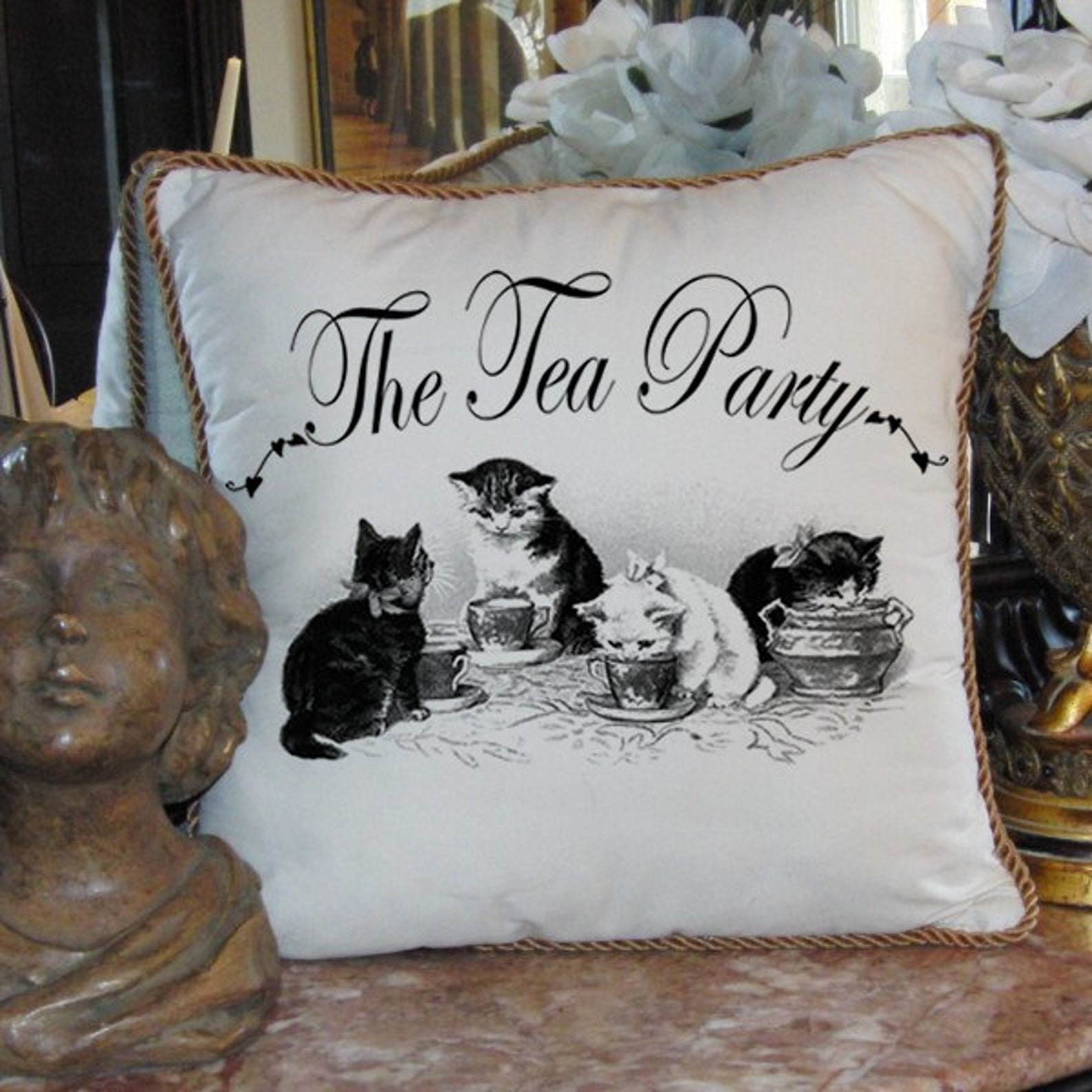 The Tea Party Kittens Drink From Tea Cups Cat Kitty Cats Etsy