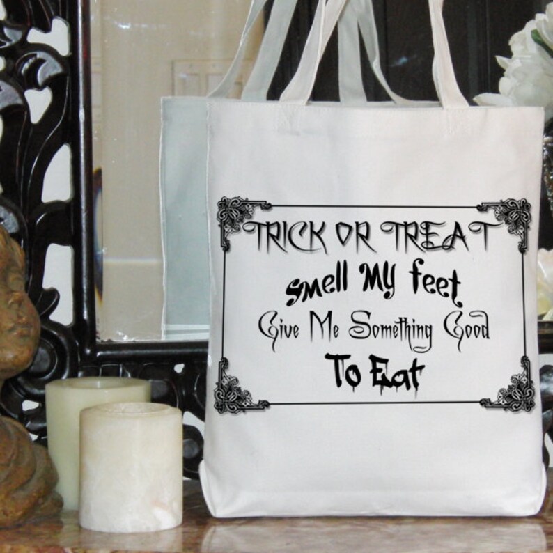 HALLOWEEN Trick Or Treat Smell My Feet Quote Burlap Digital | Etsy