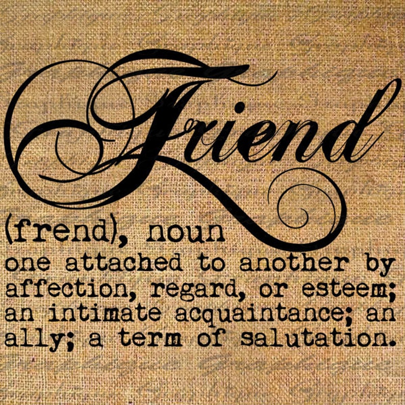 Definition FRIEND Text Typography Words Digital Image Download Etsy