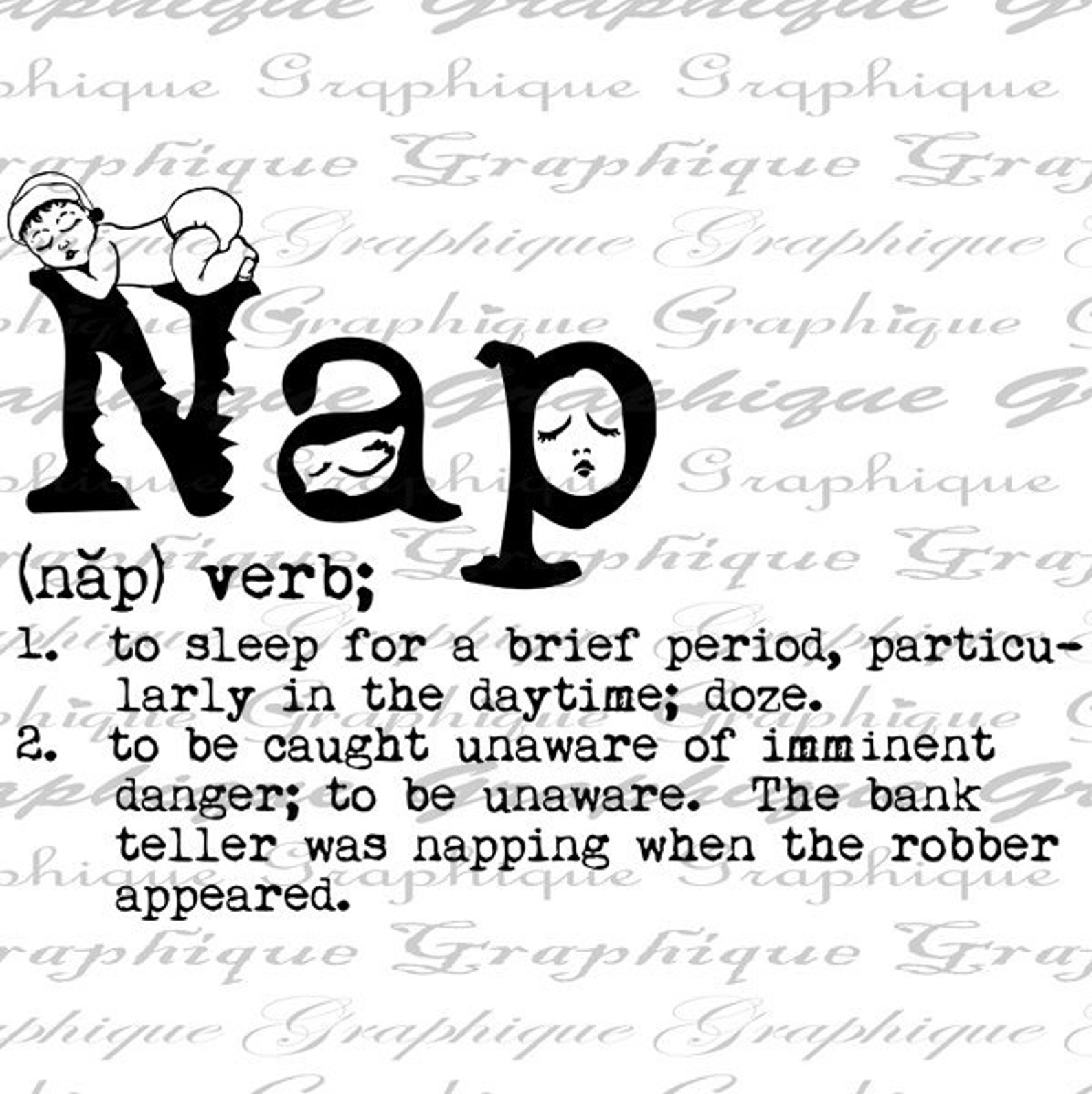 Dictionary Definition Word NAP Diaper Baby Sleeps Sleeping Etsy