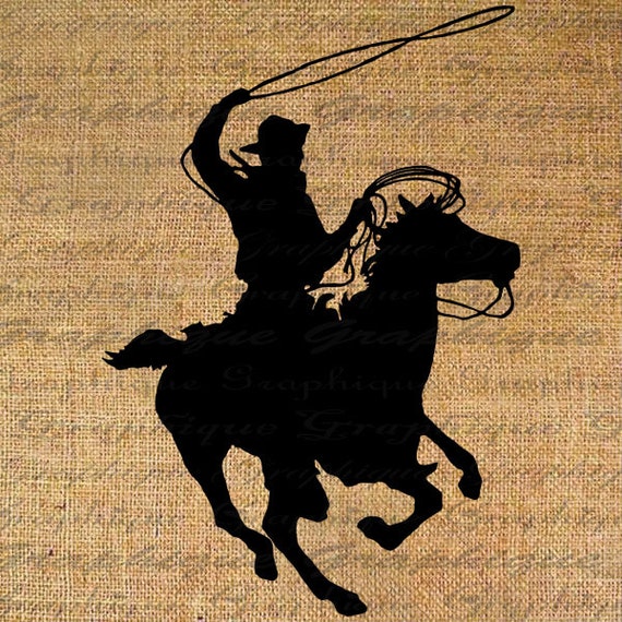 cowboy on horse silhouette lasso