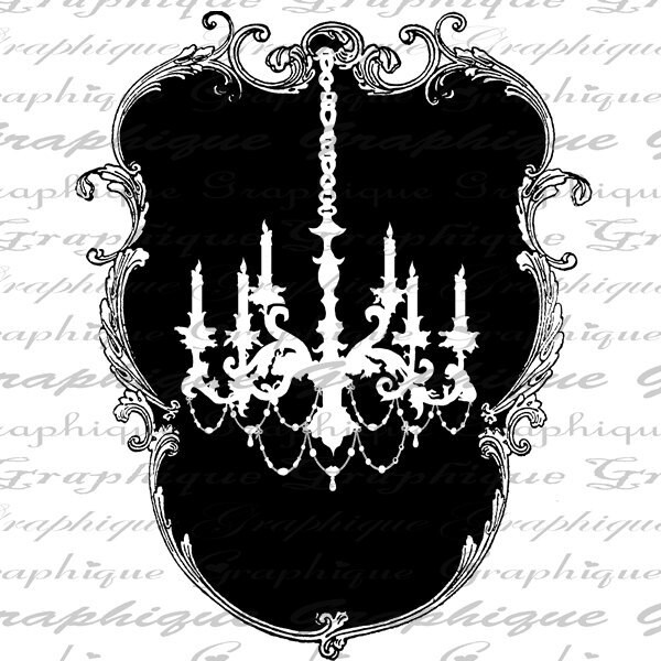 White Chandelier Silhouette Ornate Frame Digital Image | Etsy