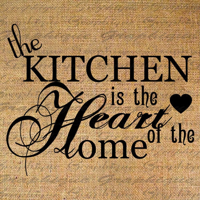 KITCHEN Heart of Home Text Word Calligraphy Digital Image - Etsy