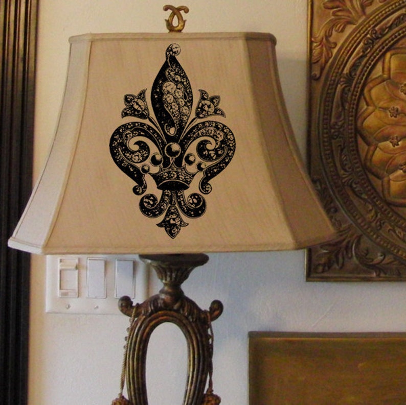 2552 Fleur de Lis Ornate Intricate Design French Jewels Crown Digital Image Download Sheet Transfer To Pillows Tote Tea Towels Burlap No