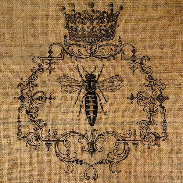 Queen Bee Crown Ornate Frame Digital Image Download Transfer To Pillo…