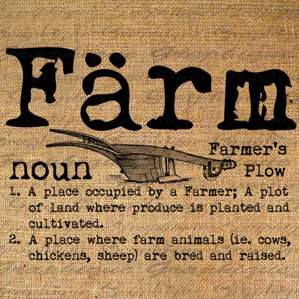 FARM Dictionary Definition W PLOW Text Digital Collage Sheet Etsy