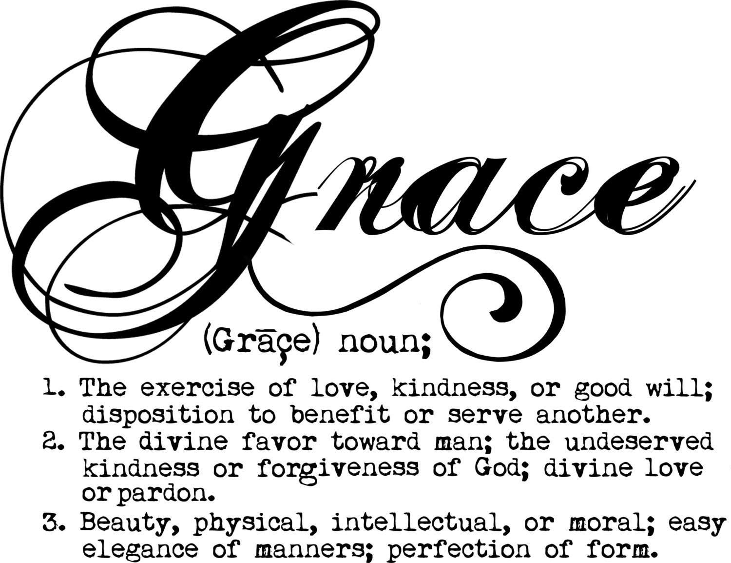 Definition GRACE Text Typography Words Digital Image Download Etsy
