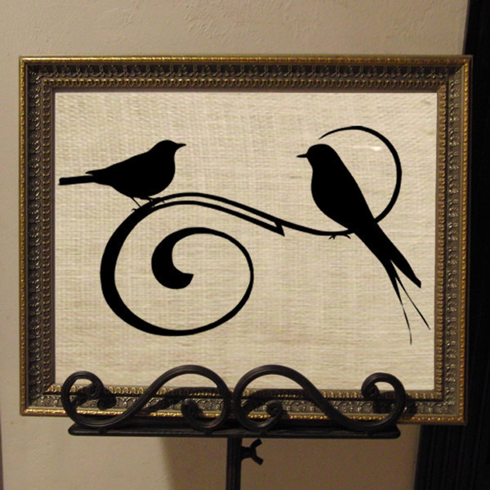 Pretty Birds Silhouette on Swirl Bird Digital Image Download Etsy
