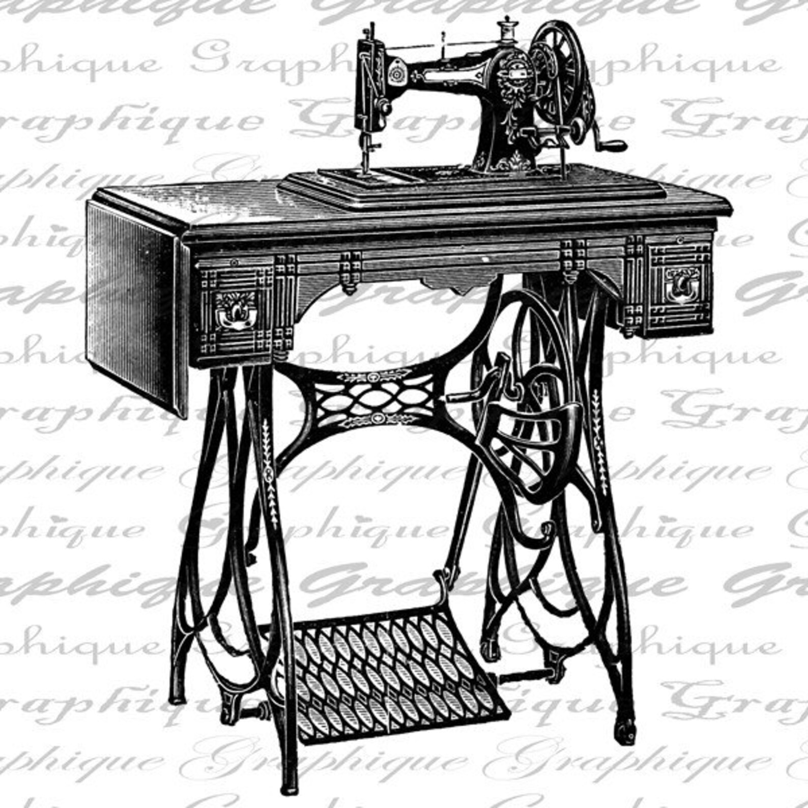 Antique Sewing Machine Digital Image Download Transfers to Etsy