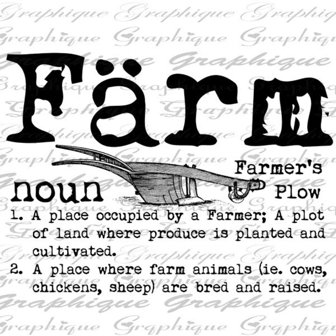 FARM Dictionary Definition W PLOW Text Digital Collage Sheet Etsy