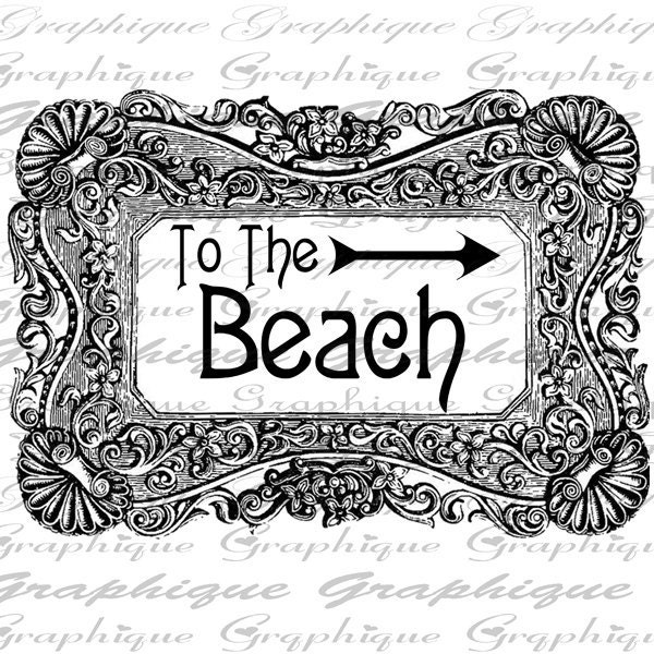 TO the BEACH Ornate Frame ARROW Digital Collage Sheet Download - Etsy