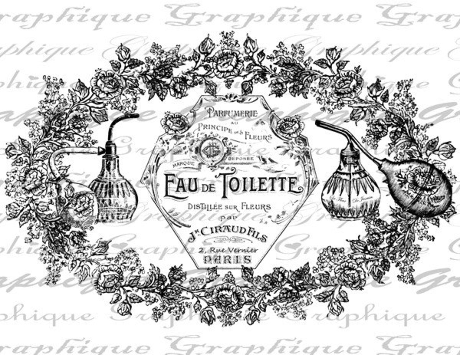 Paris French Perfume Bottles Words Digital Image Download Etsy