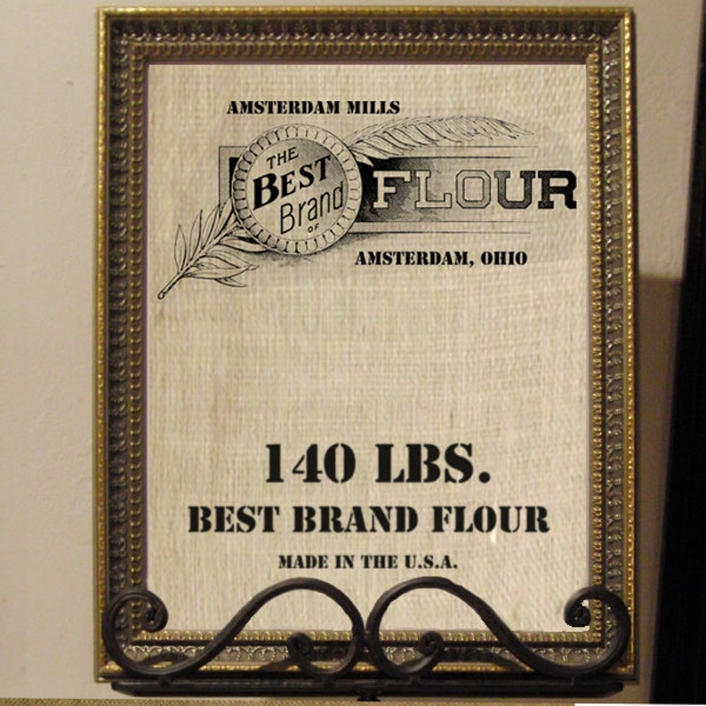 Vintage BEST Brand FLOUR Sack LABEL Text Digital Collage